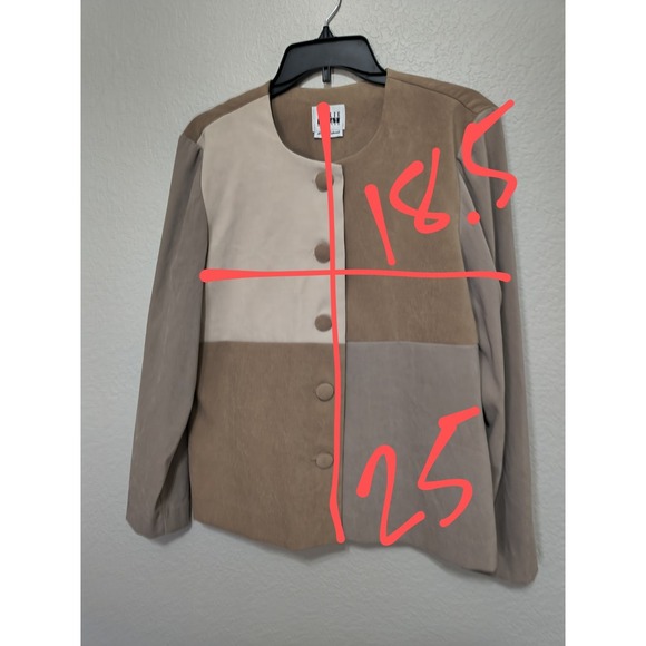 Leslie Fay Patchwork Blaer Jacket Women Size 14 Tan Vintage  90s sad Girl Fall - Picture 4 of 4